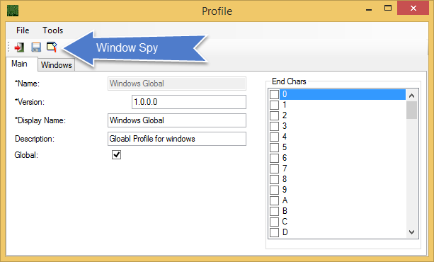 Profile show window spy button